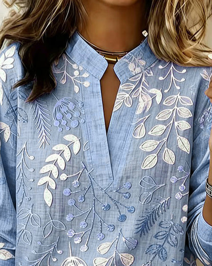 Brielle | Blød Bluse med Blomsterprint og V-udskæring