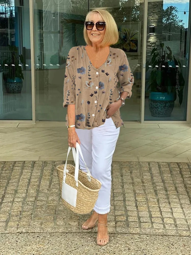 Joanne | Trykt tunika med knapper