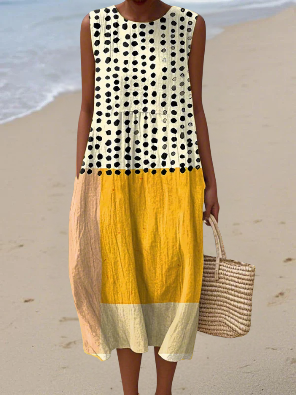 Juniper | Polka colorblock midikjole