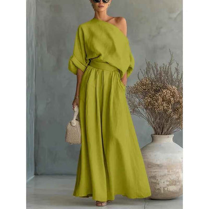 Lisa | Soft Off-Shoulder Top and Tapered Pants Set