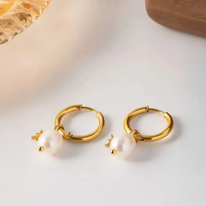 Palméra | Brincos com Estrela e Pérolas de Água Doce