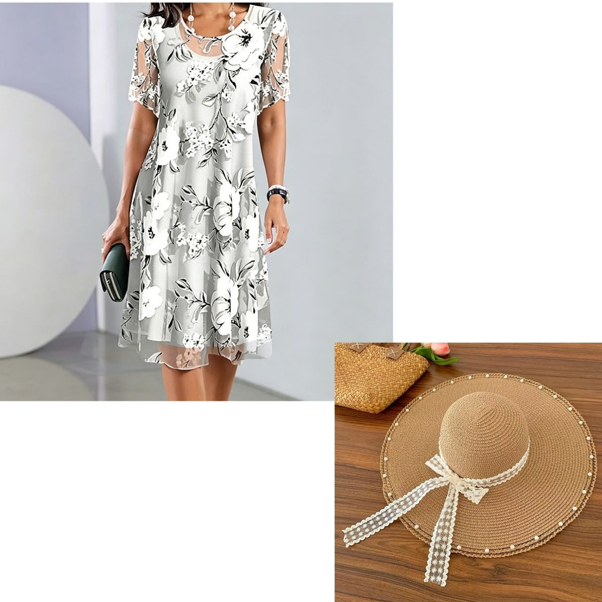 Bianca | Elegant chiffonkjole med blomsterprint