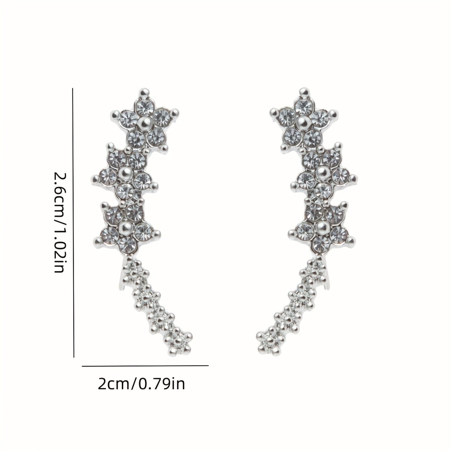 BRINCOS DOURADOS FLORAIS COM CRISTAIS RHINESTONE