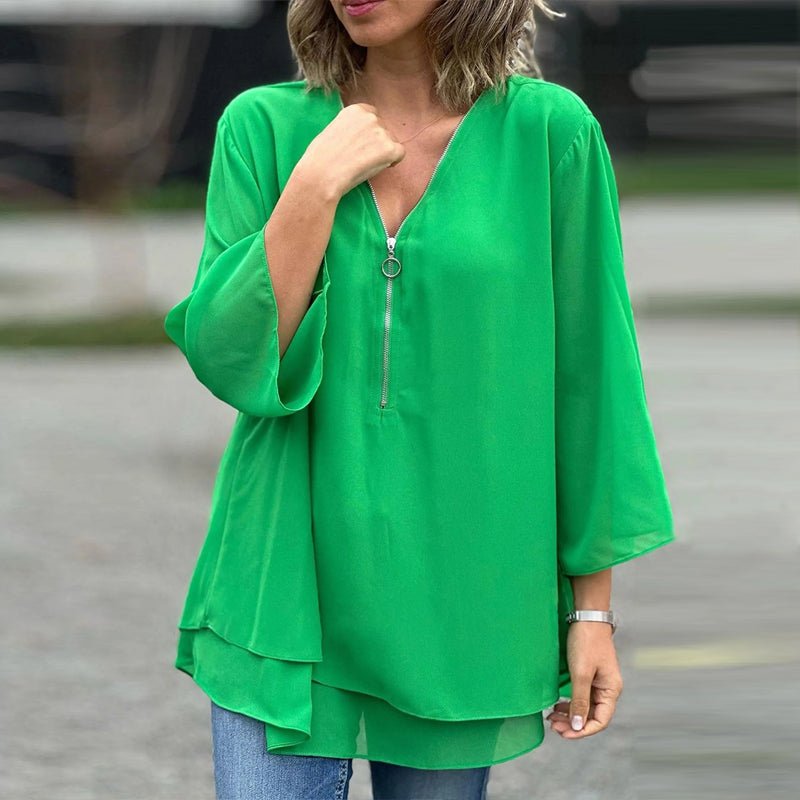 Lorelai | Blusa de Chiffon com Zíper