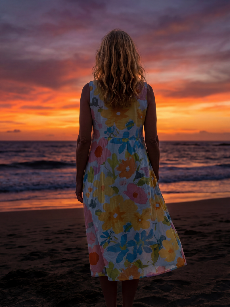Talia | Coastal Texture Midi-kjole