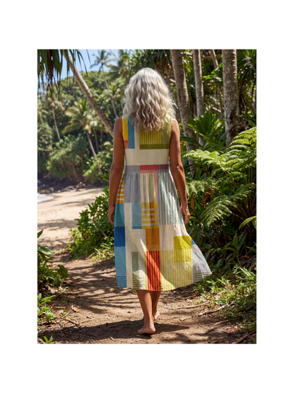 Esme | Malet Block Midi-kjole