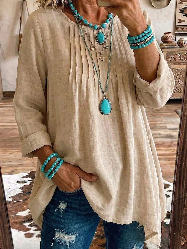 The Vintage Western Art Loose Cotton Linen Shirt