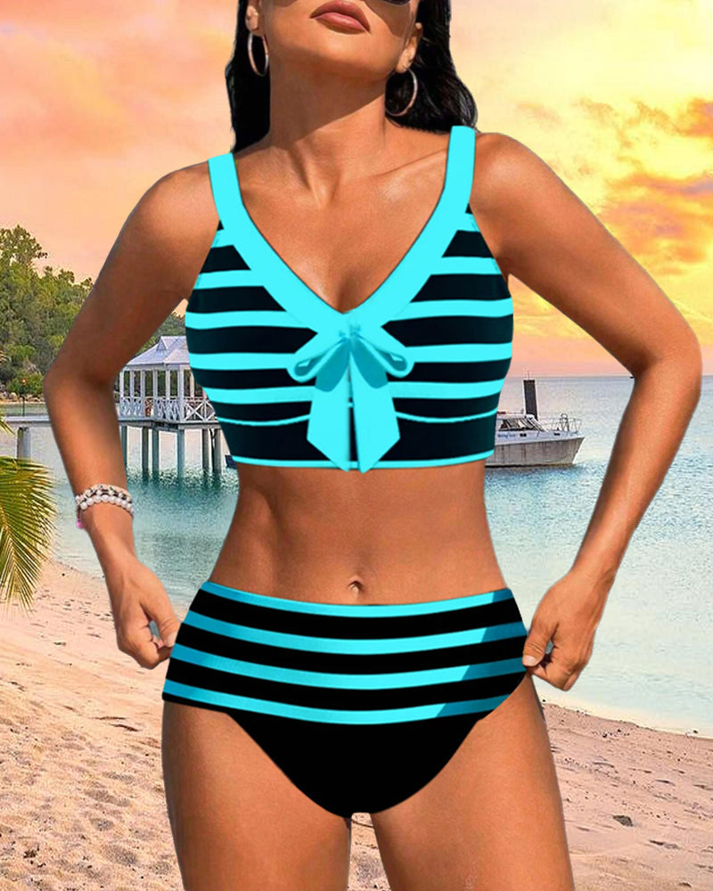 Laluna | High-Waisted Striped Bikini