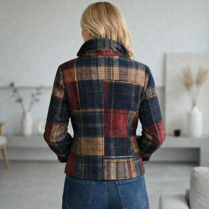 Nalla – Plaid Mid-Season Coat with Stand Collar