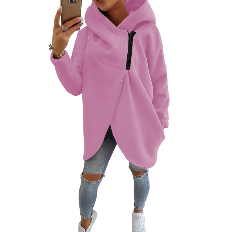 VANIA™ - Moletom Plus Size com Meio Zíper e Capuz