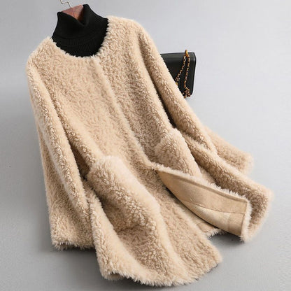 Cecille – Shearling Teddy Coat of Genuine Lambskin