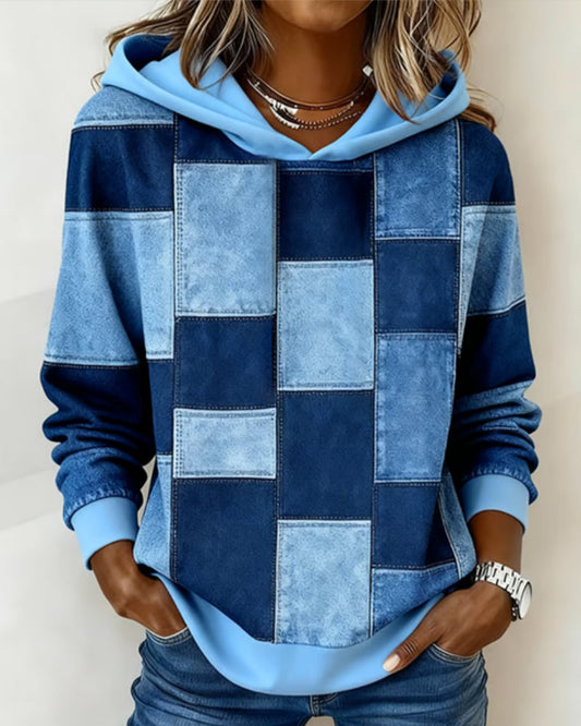 Stylish Checkered Hoodie with Long Sleeves