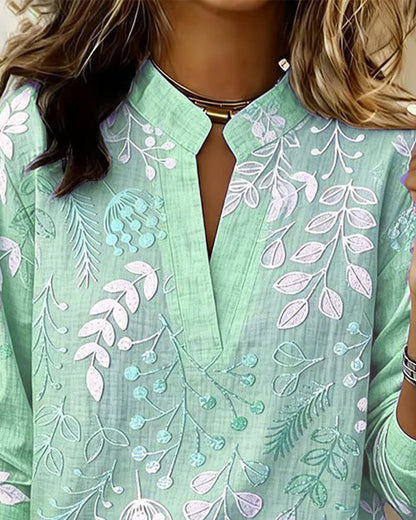 Brielle | Blød Bluse med Blomsterprint og V-udskæring