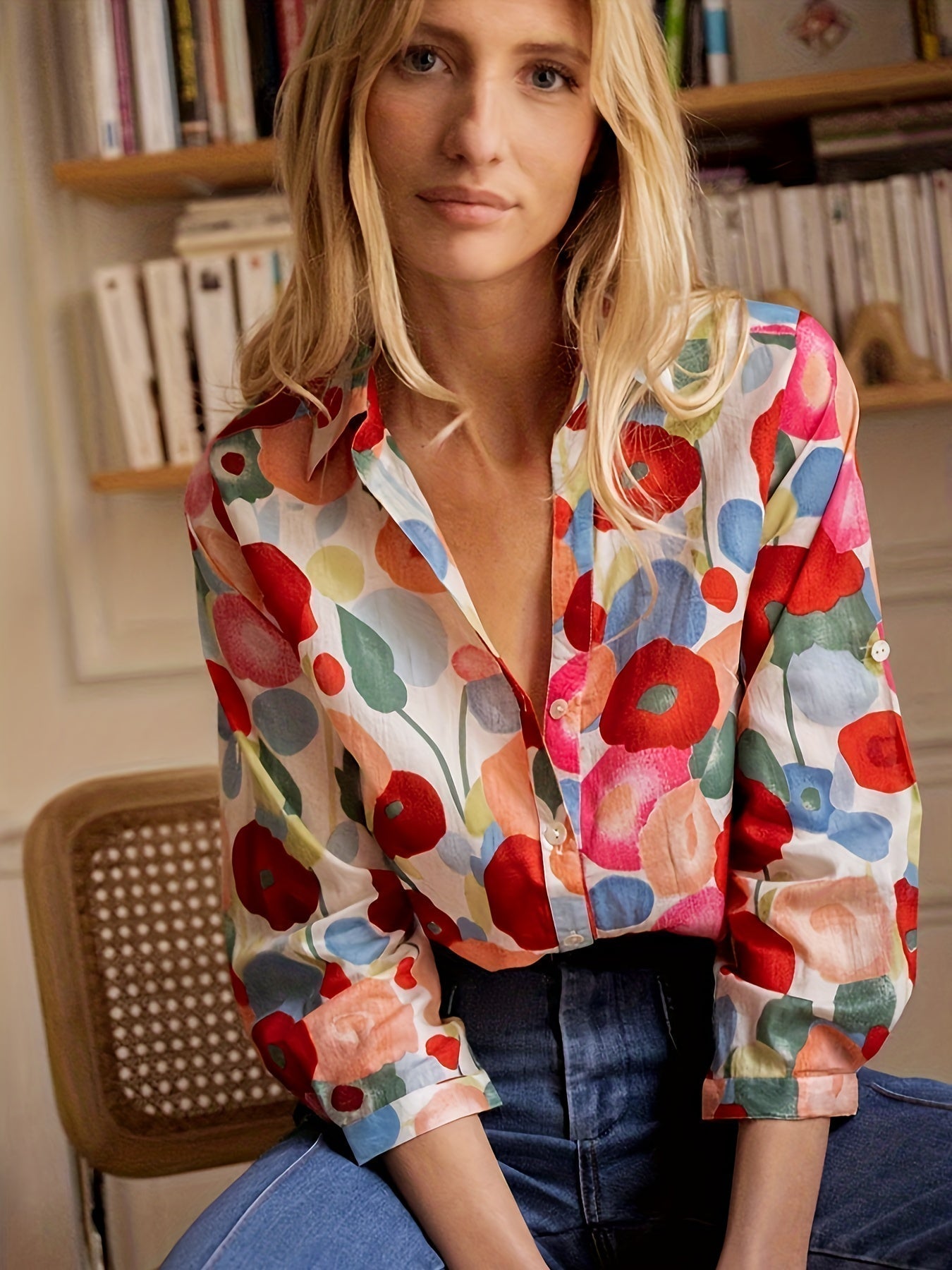 Mylene | Farverig Blomstret Bluse
