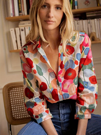 Mylene | Farverig Blomstret Bluse