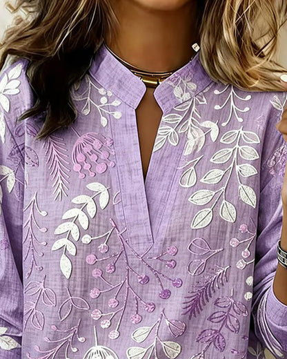 Brielle | Blød Bluse med Blomsterprint og V-udskæring