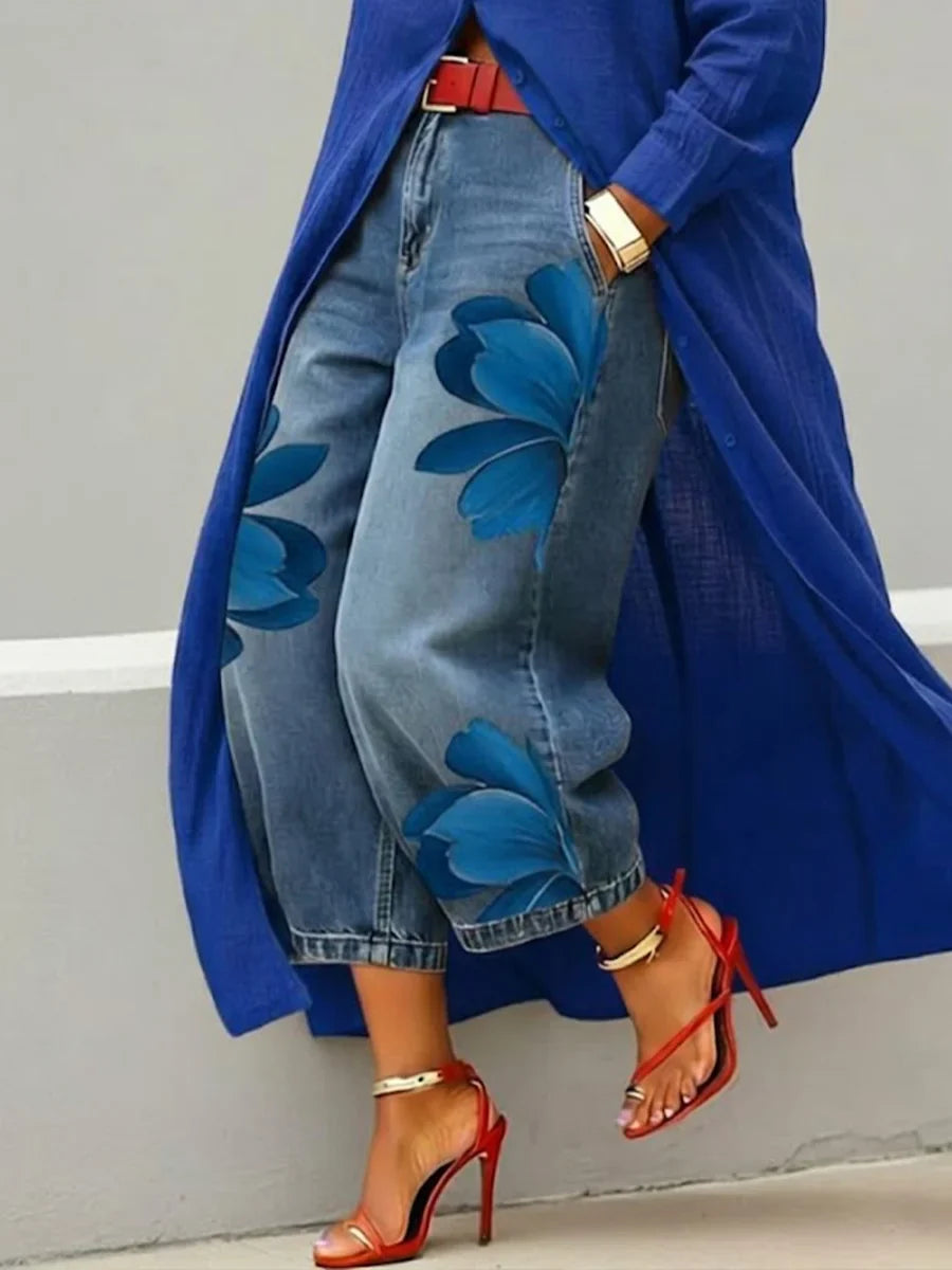 Analie - Elegant blomstrede jeans