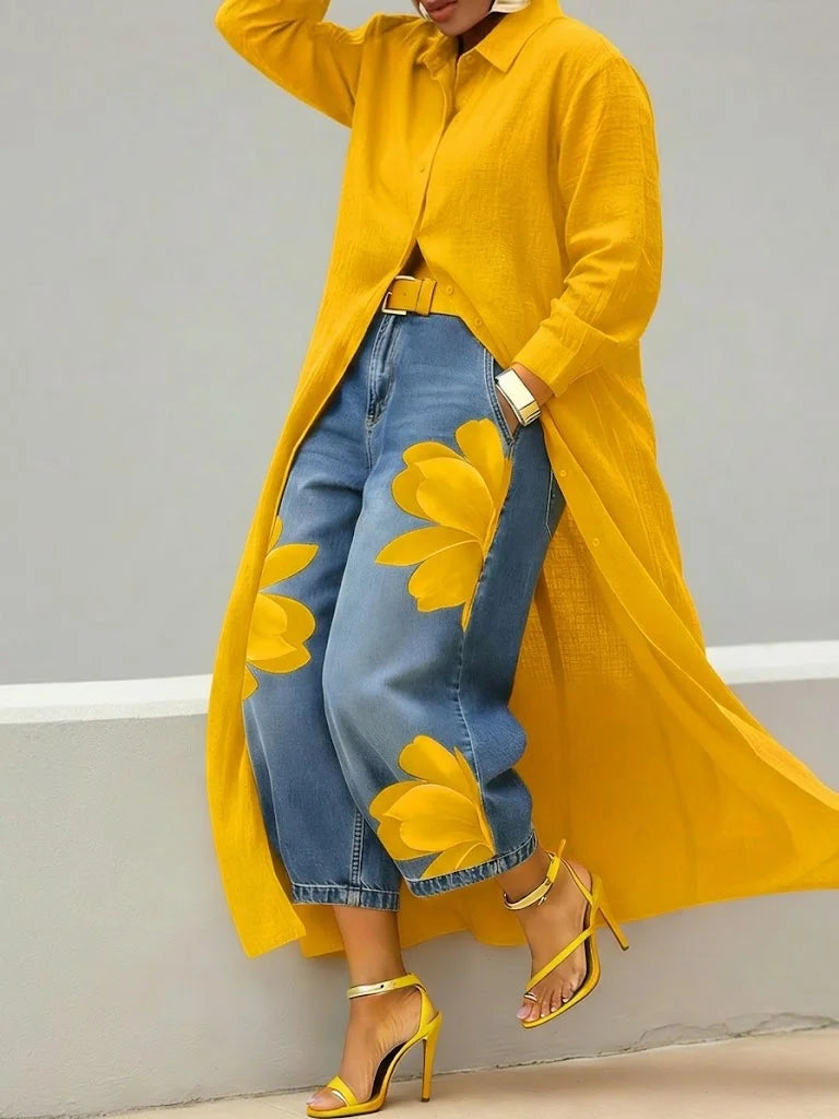 Analie - Elegant blomstrede jeans