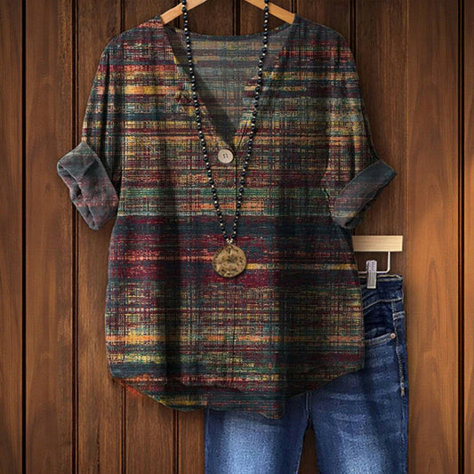 ZANE | BLUSA DE ESTILO VINTAGE CON ACENTOS COLORIDOS