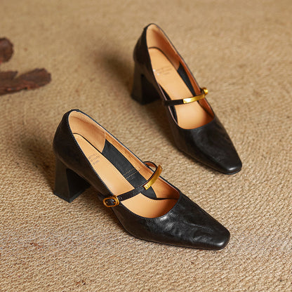 Marleon Leather Strap Pumps