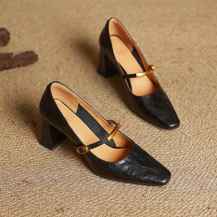 Pumps de Couro Marleon com Tira