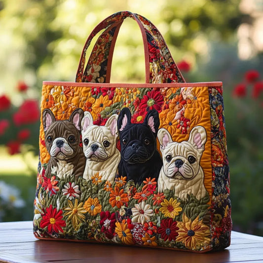 Frenchie Garden | Handgefertigte gesteppte Tragetasche