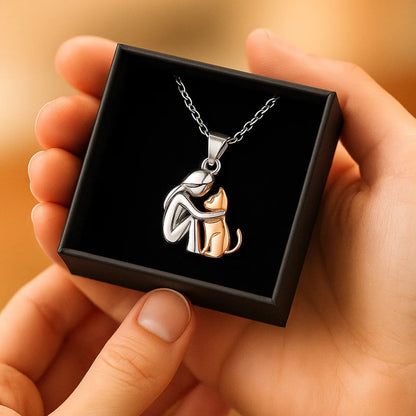 Hugging Cat Pendant Necklace
