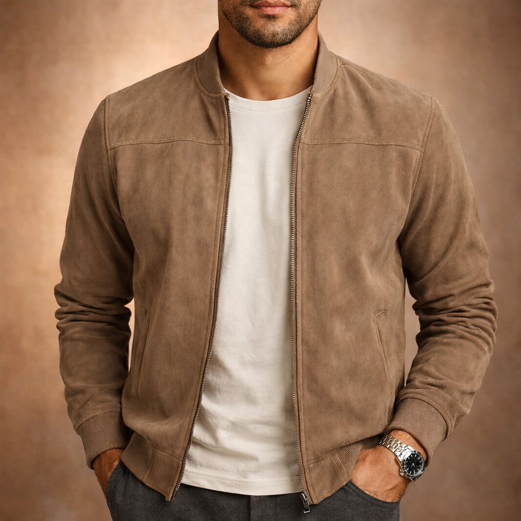 Jackson | Jaqueta bomber masculina de camurça, leve, casual elegante, para todas as estações
