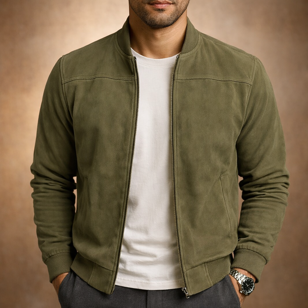 Jackson | Jaqueta bomber masculina de camurça, leve, casual elegante, para todas as estações