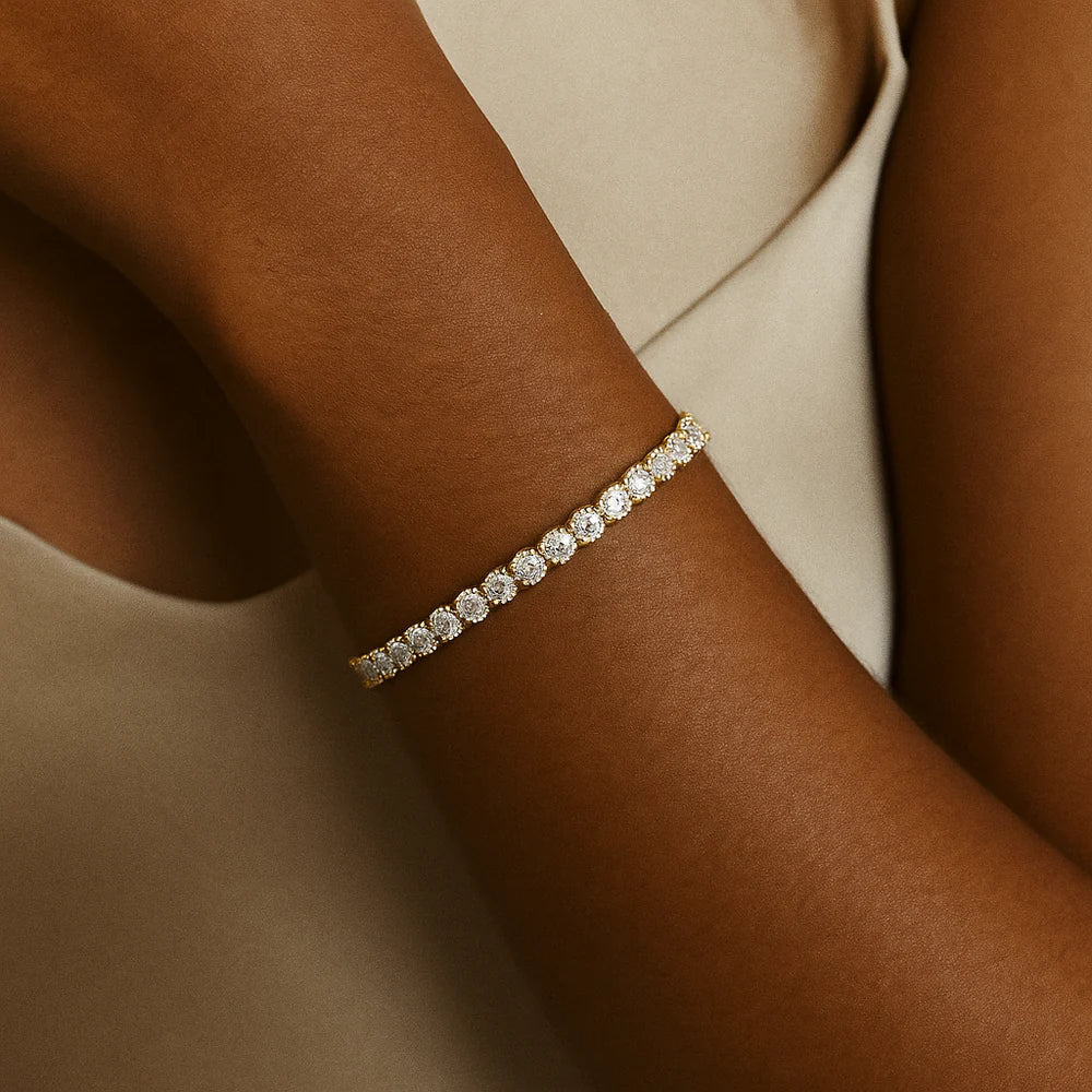 PULSEIRA DE TÊNIS DE OURO COM MOISSANITA
