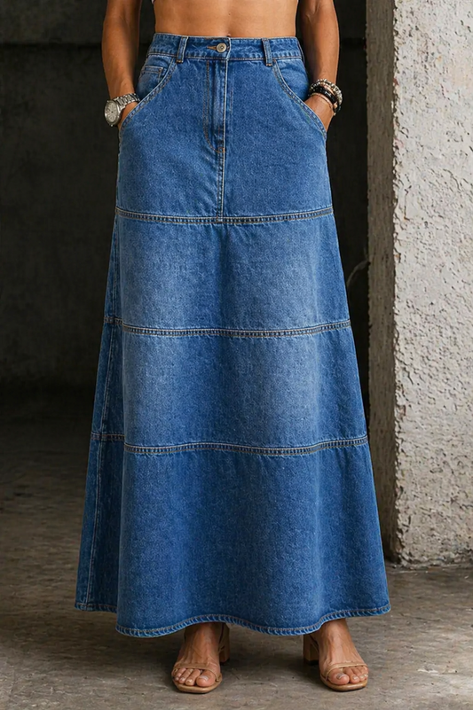 Mary | Mid-Length Denim Skirt