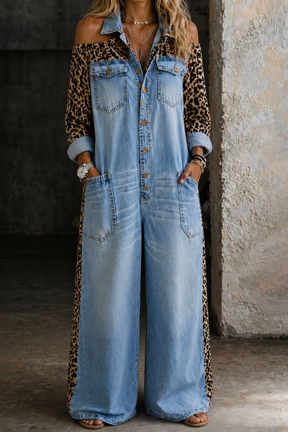 Amanda | One Piece Denim Shirt Jumpsuit