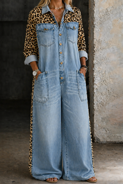 Amanda | One Piece Denim Shirt Jumpsuit