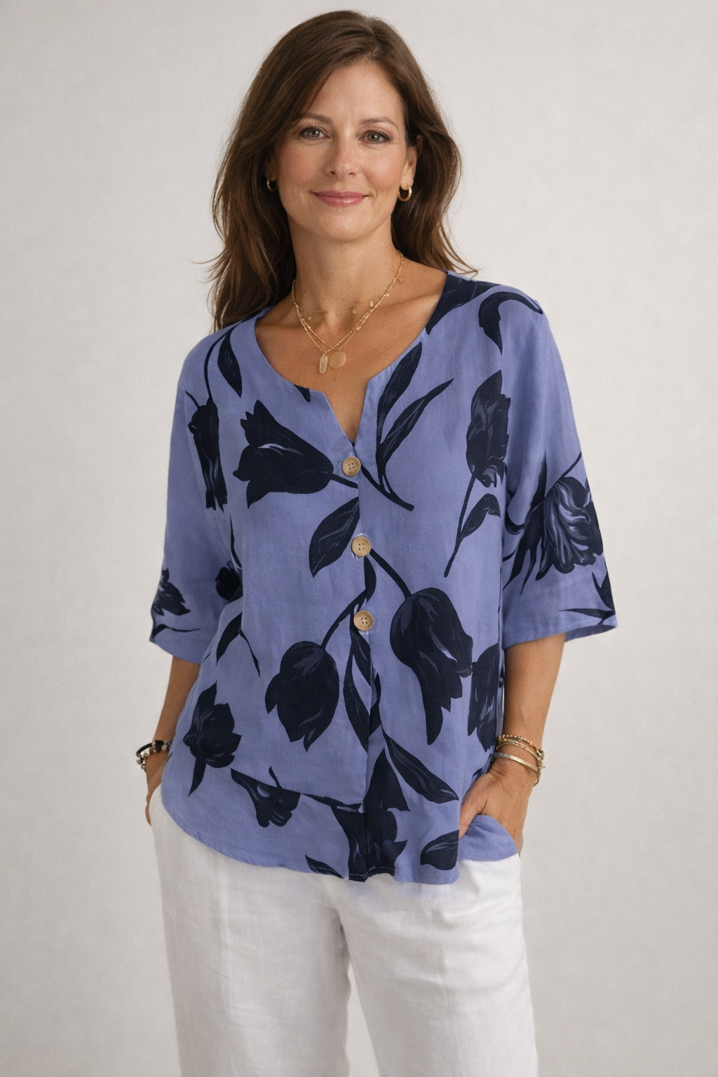 Phaedra | Elegant Button Blouse