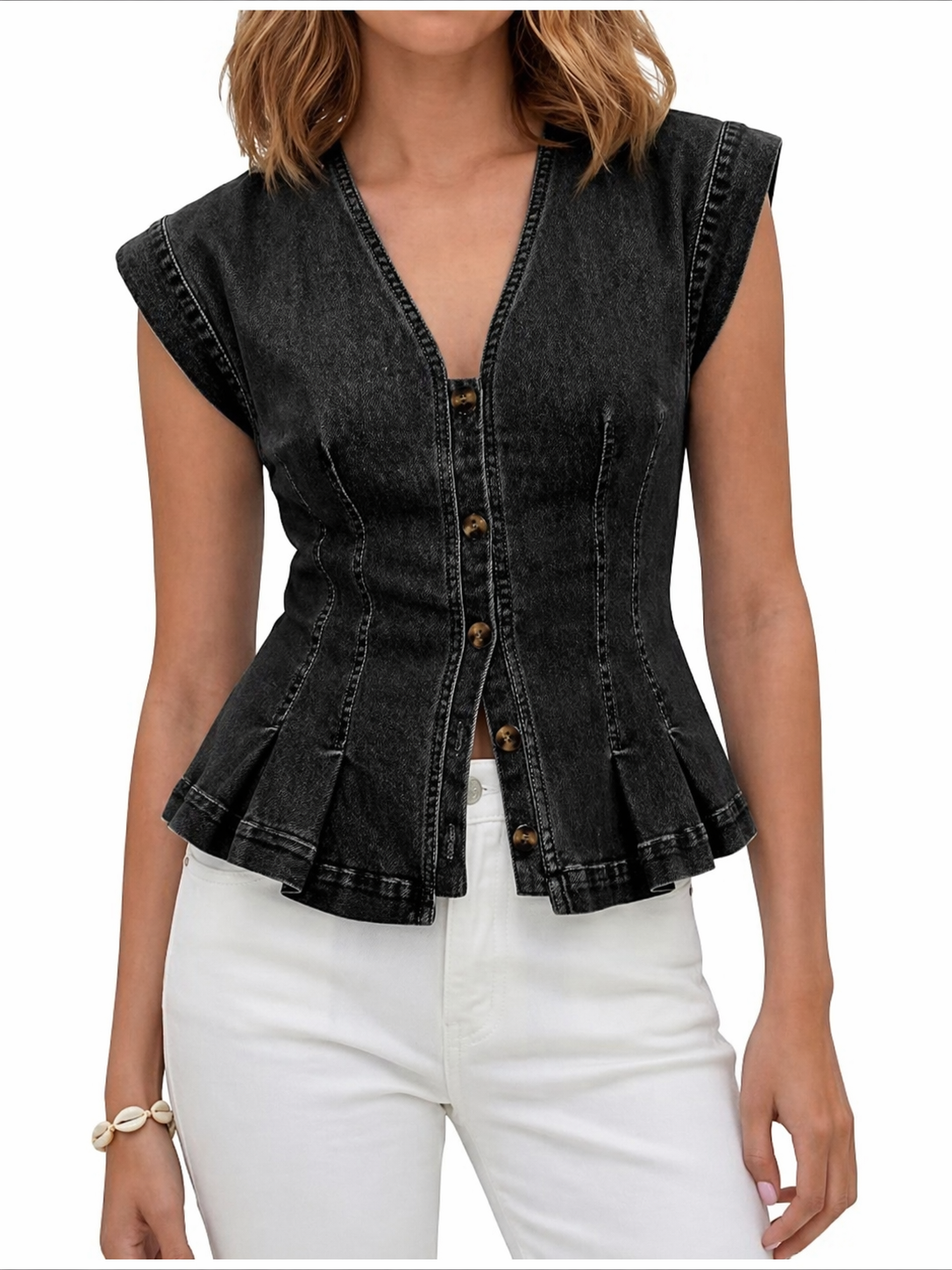 Viera | V-Neck Denim Top