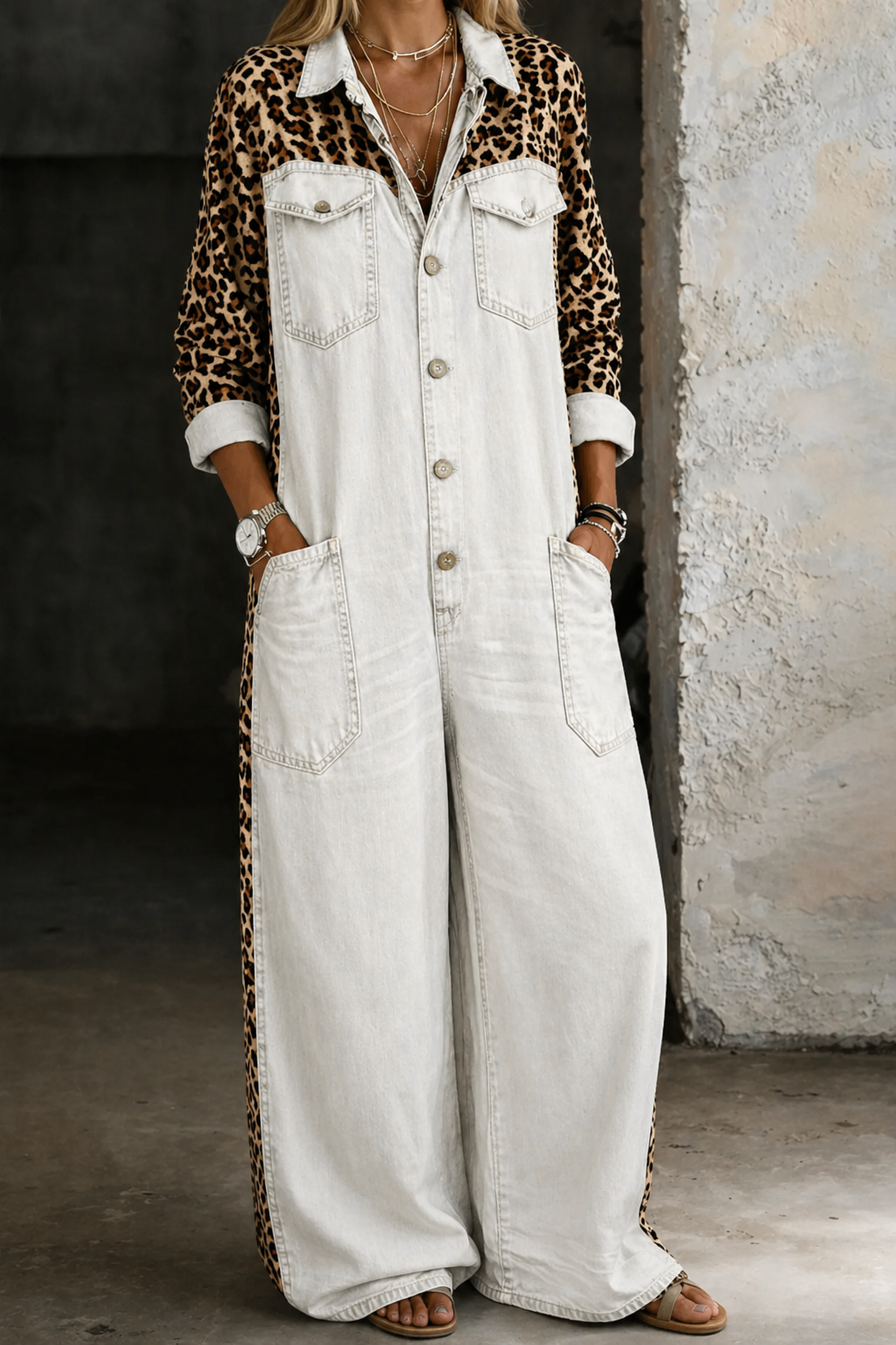 Amanda | One Piece Denim Shirt Jumpsuit