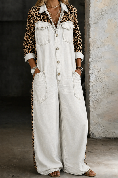 Amanda | One Piece Denim Shirt Jumpsuit