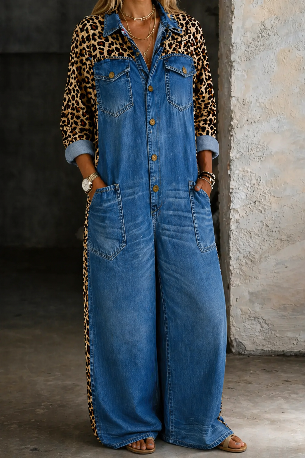Amanda | One Piece Denim Shirt Jumpsuit