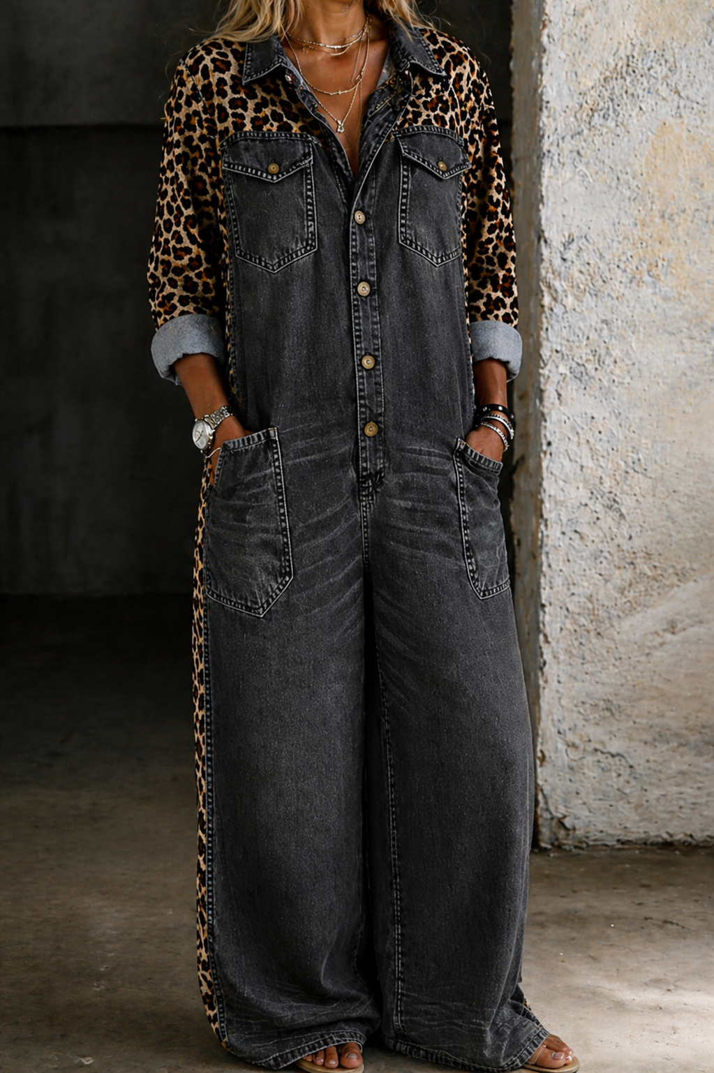 Amanda | One Piece Denim Shirt Jumpsuit
