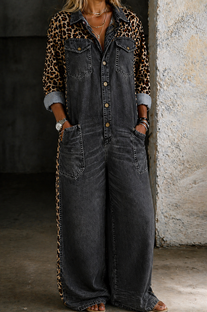 Amanda | One Piece Denim Shirt Jumpsuit
