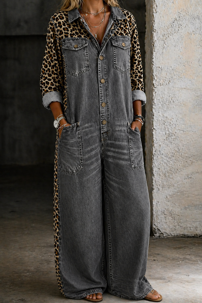 Amanda | One Piece Denim Shirt Jumpsuit