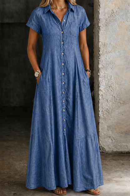 Eliza | Long Denim Dress