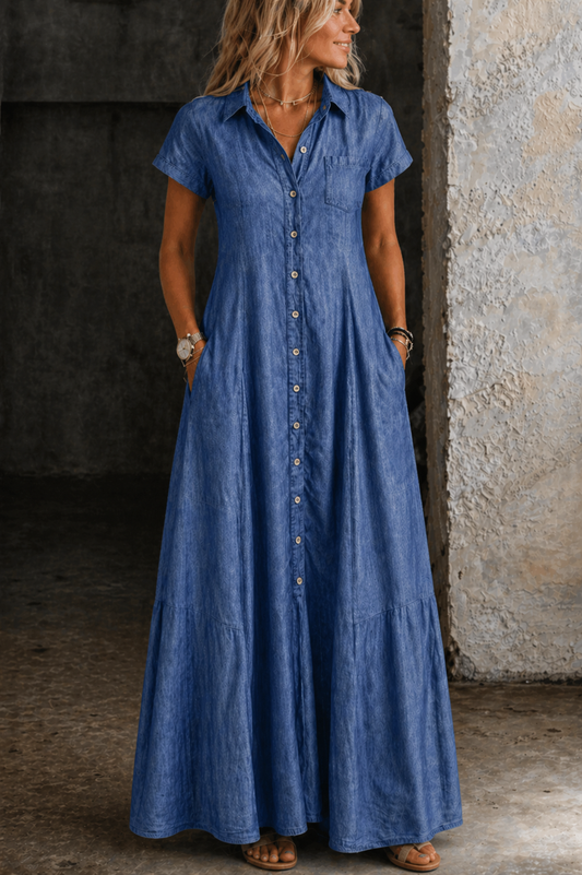 Eliza | Long Denim Dress