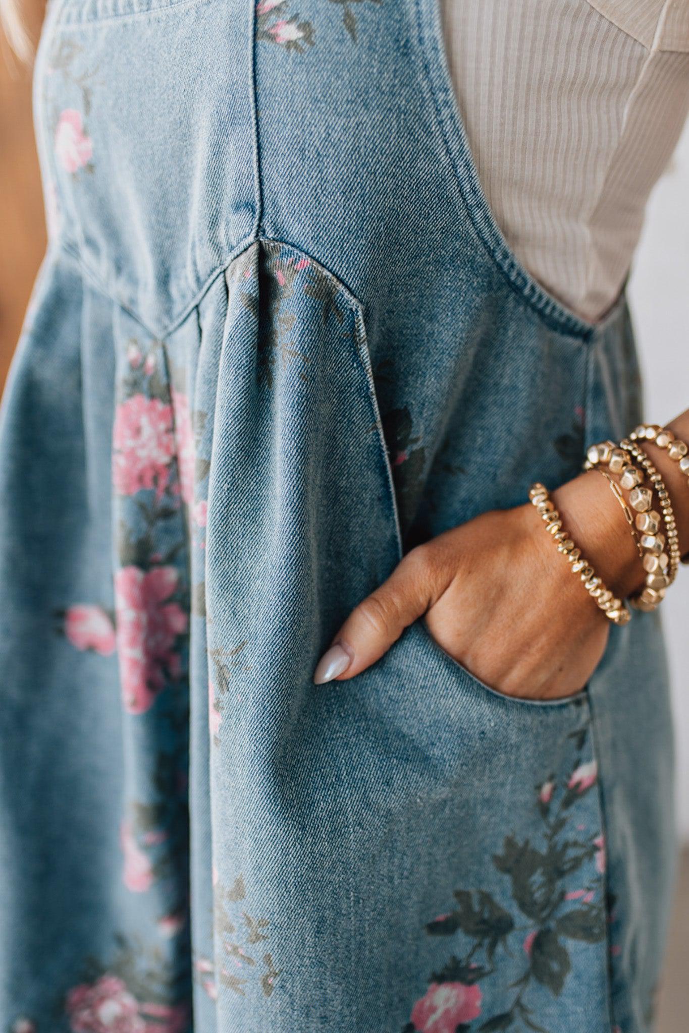LUCINDA | FLORALE DENIM SHORTALLER