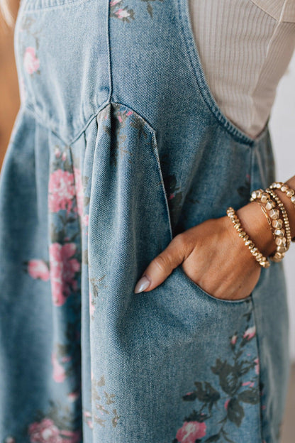 LUCINDA | FLORALE DENIM SHORTALLER