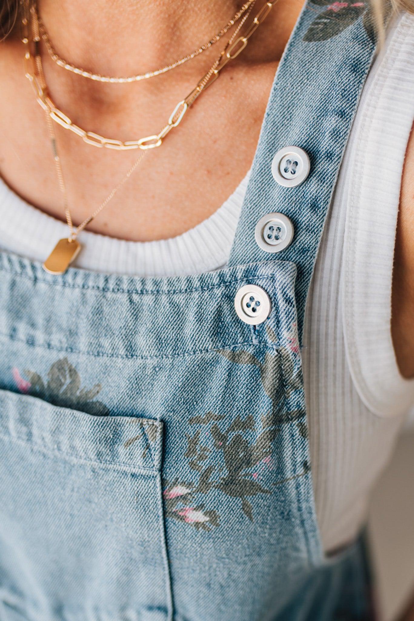 LUCINDA | FLORALE DENIM SHORTALLER