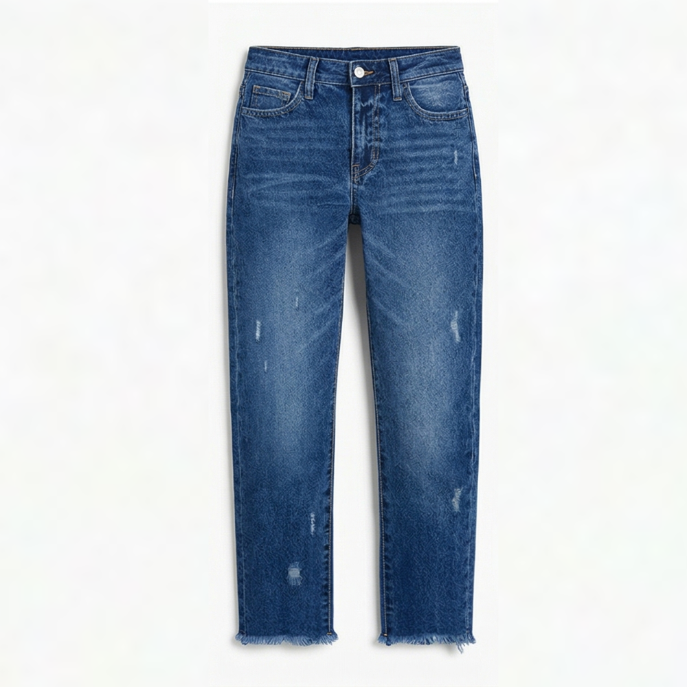 Jimena | Retro frynset cropped jeans med lige ben