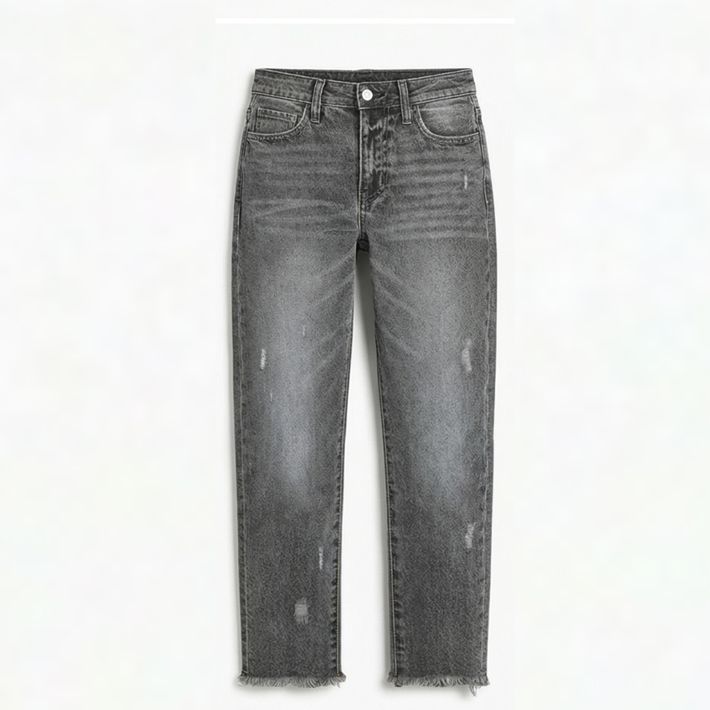 Jimena | Retro frynset cropped jeans med lige ben