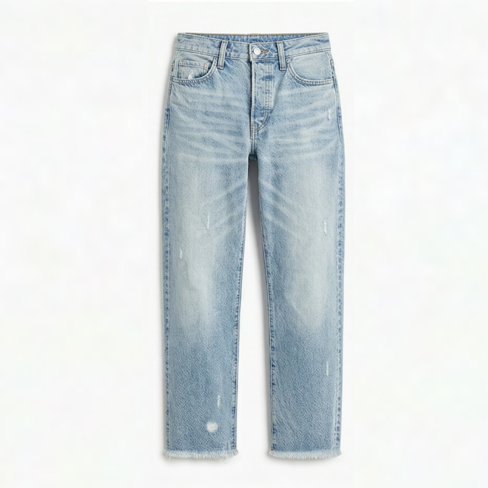 Jimena | Retro frynset cropped jeans med lige ben