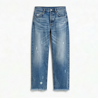 Jimena | Retro frynset cropped jeans med lige ben